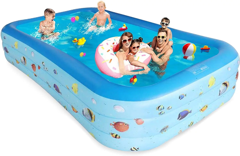 Inflatable Pool, Thickened Kiddie Pool, BPA-Free, 6.9 x 5 x 1.8 ft, Blue D787
