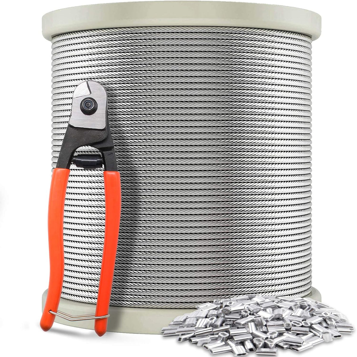 400FT 1/8 T316 Stainless Steel Wire Rope Cable with Cable Cutter N72598