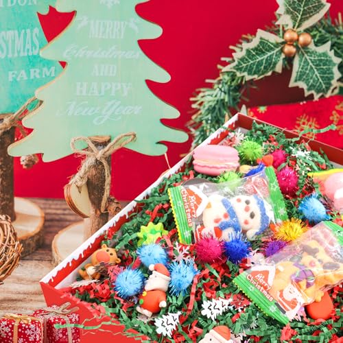 1LB Christmas Crinkle Cut Paper Basket Filler B4731