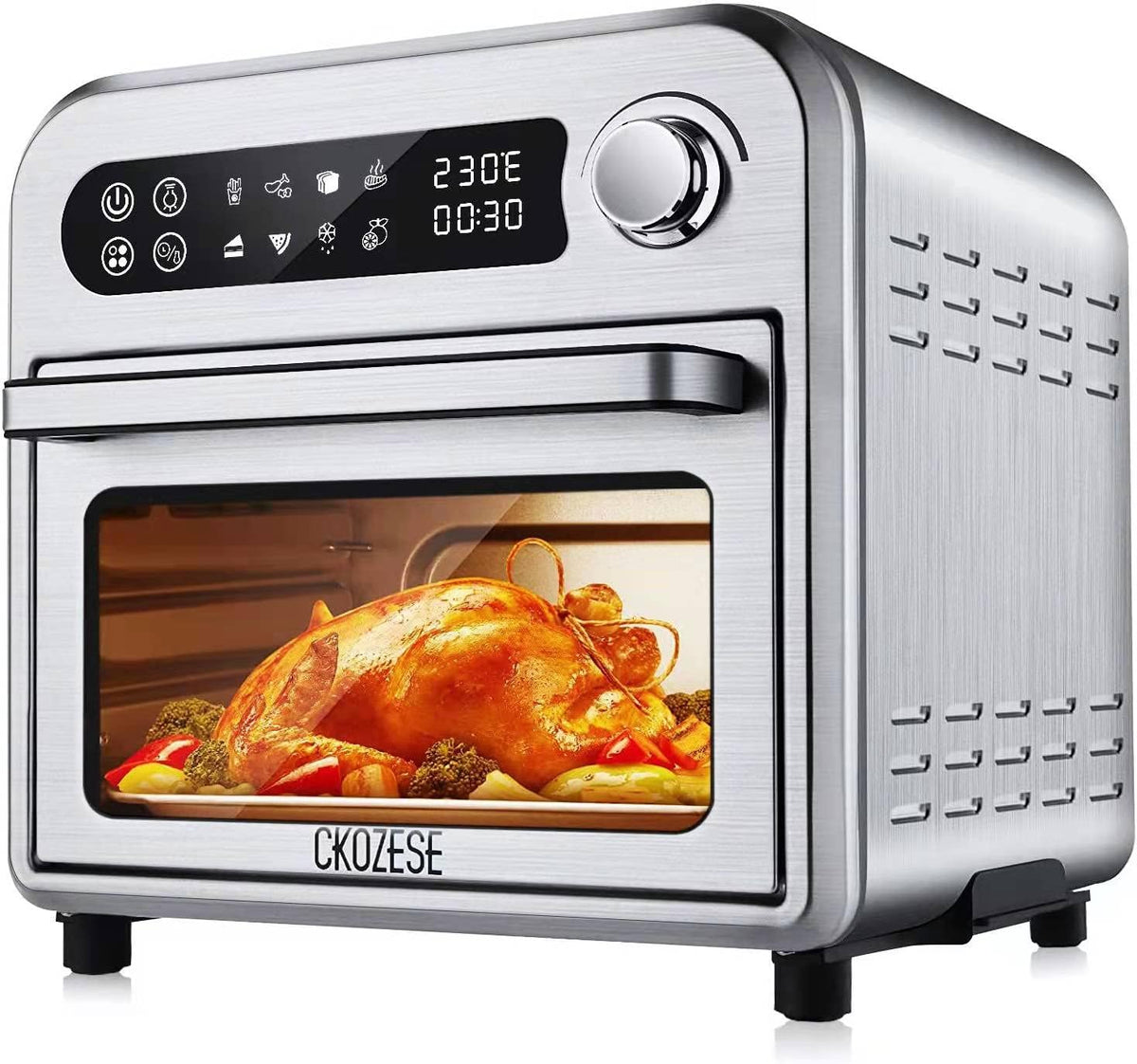 8-In-1 Toaster Oven Air Fryer, 6-Slice Compact Convection Oven, Black Stainless Steel Q984886