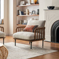 Beige Armchair with Slatted Bentwood Frame P308534