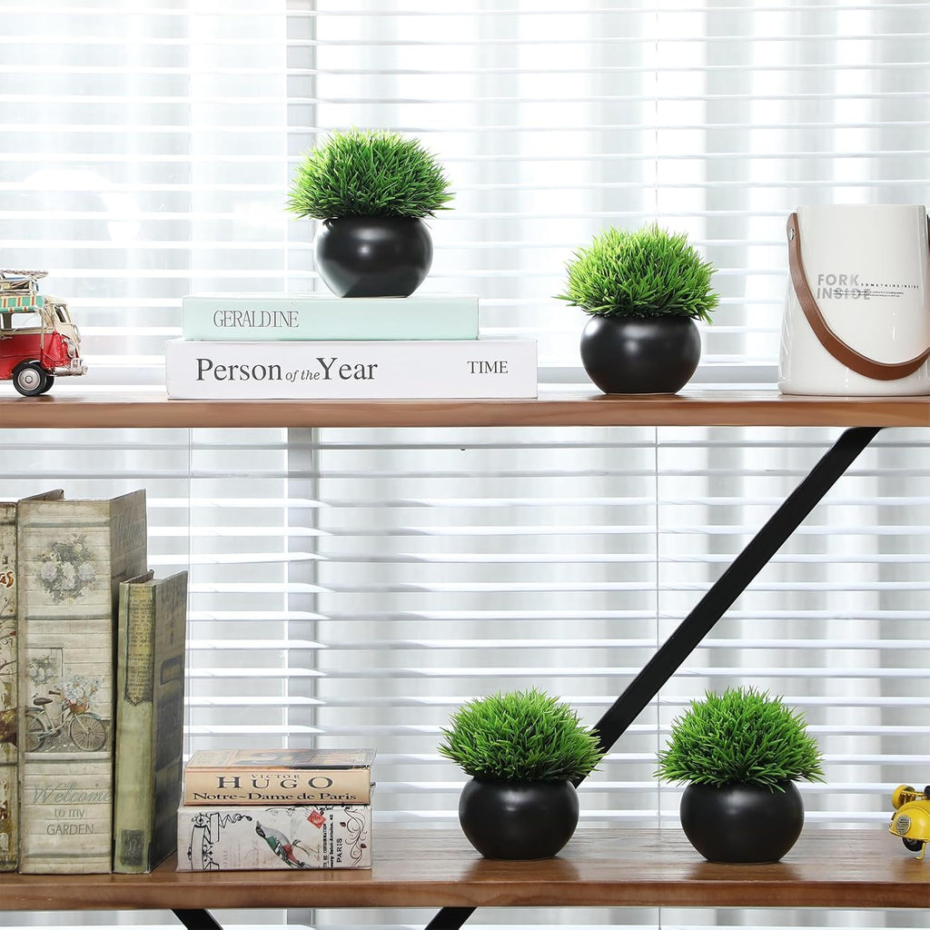4 Pack Artificial Succulent Plants in Matte Black Ceramic Pots G2572