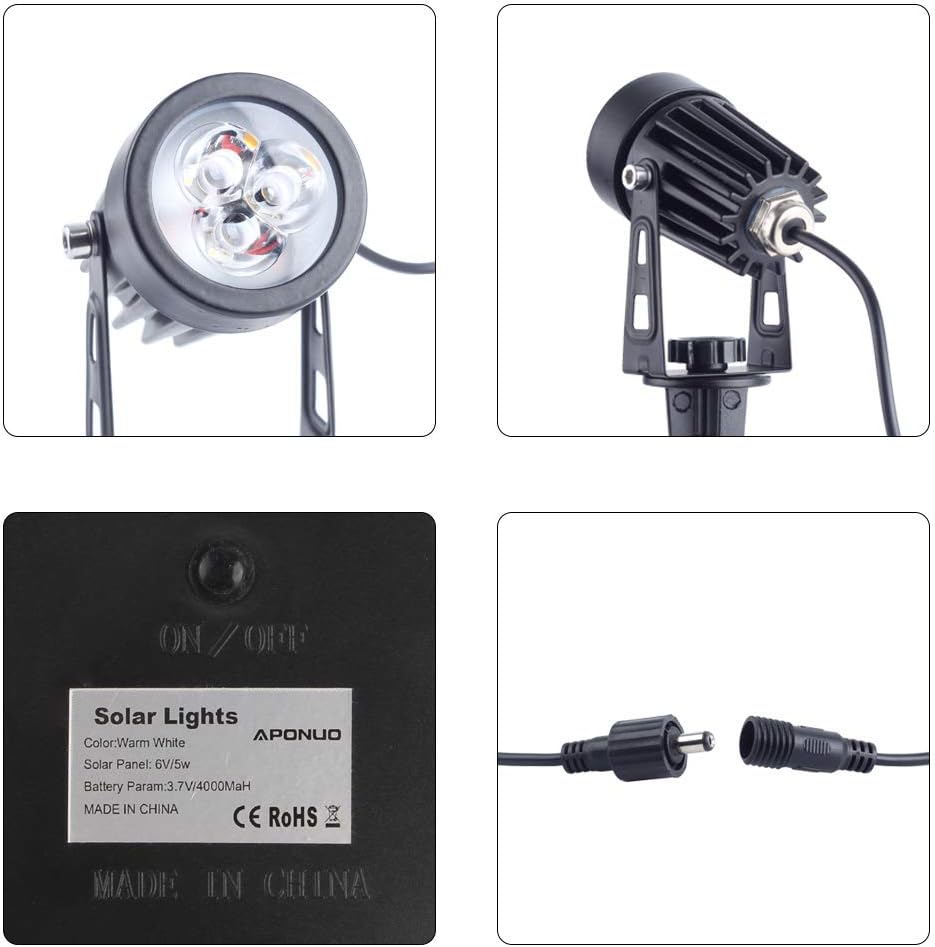 Solar Spotlights IP65 Waterproof 4 Warm White Landscape Lights T26820