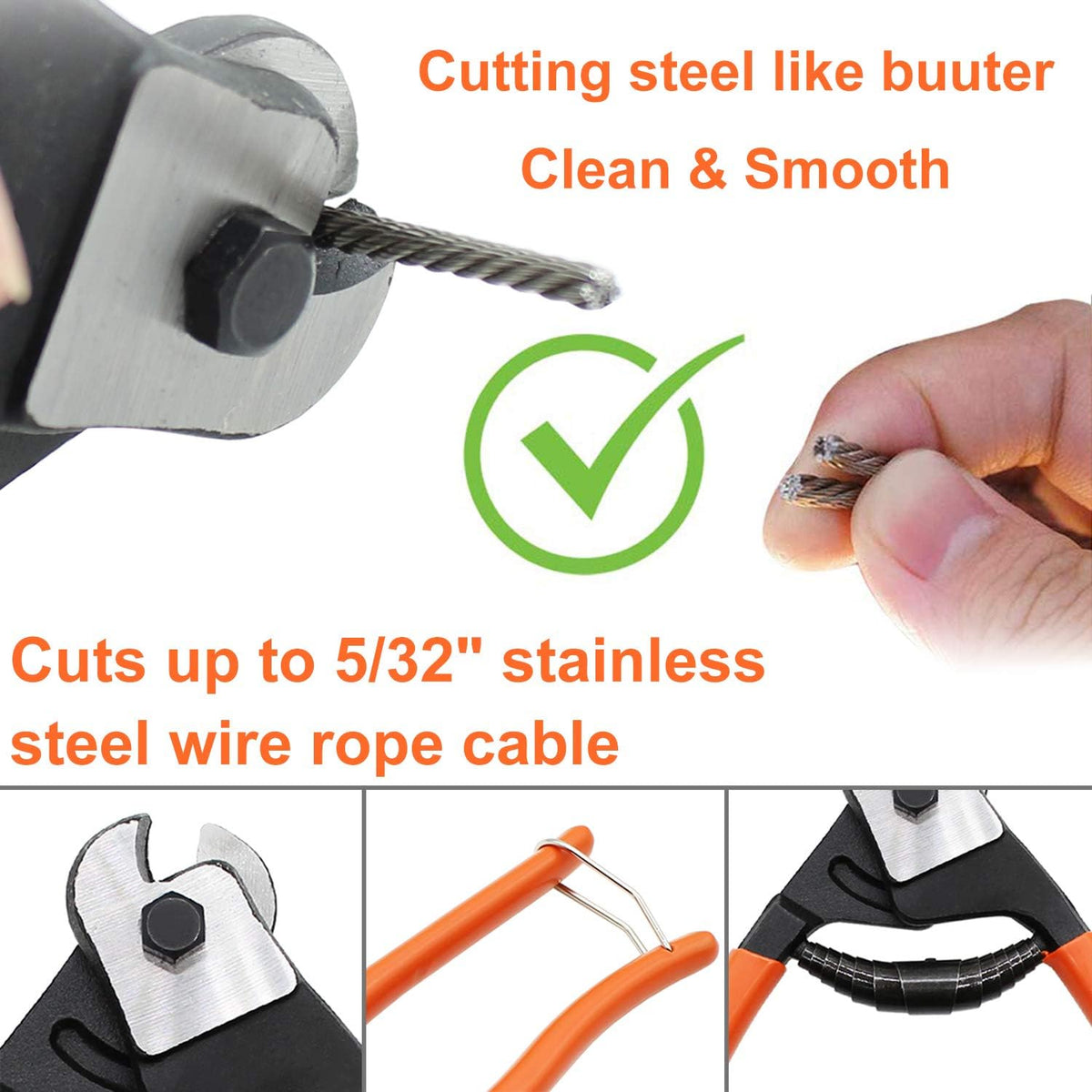 400FT 1/8 T316 Stainless Steel Wire Rope Cable with Cable Cutter N72598