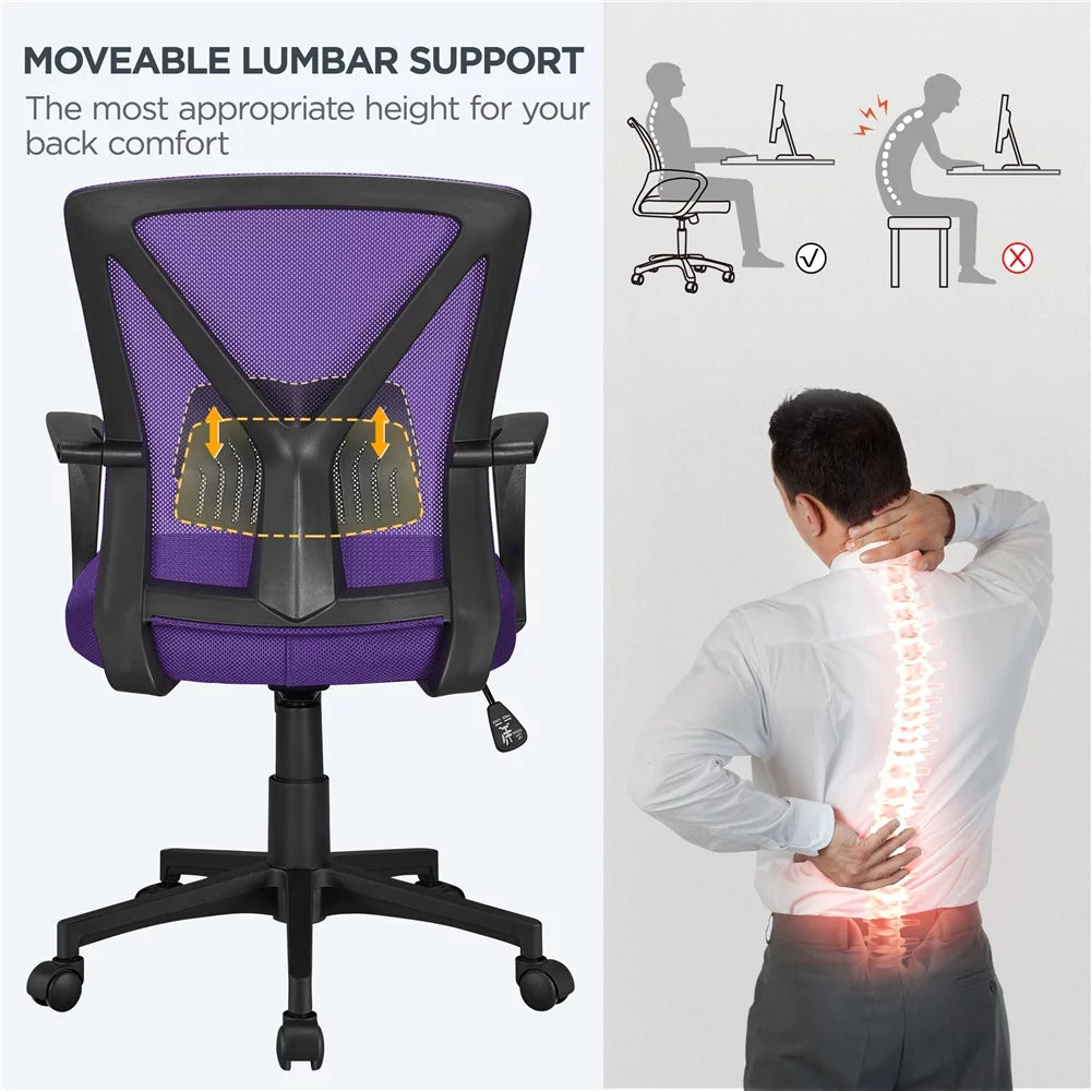 Purple Adjustable Mesh Mid Back Office Chair Set of 2 D637681