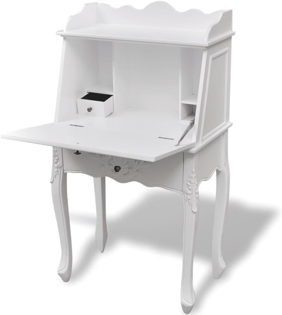 White Antique Secretary Desk O302