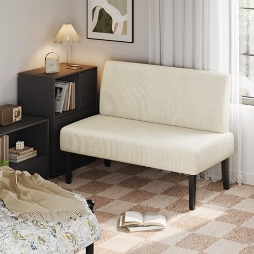 Beige Corduroy Armless Loveseat Futon D738