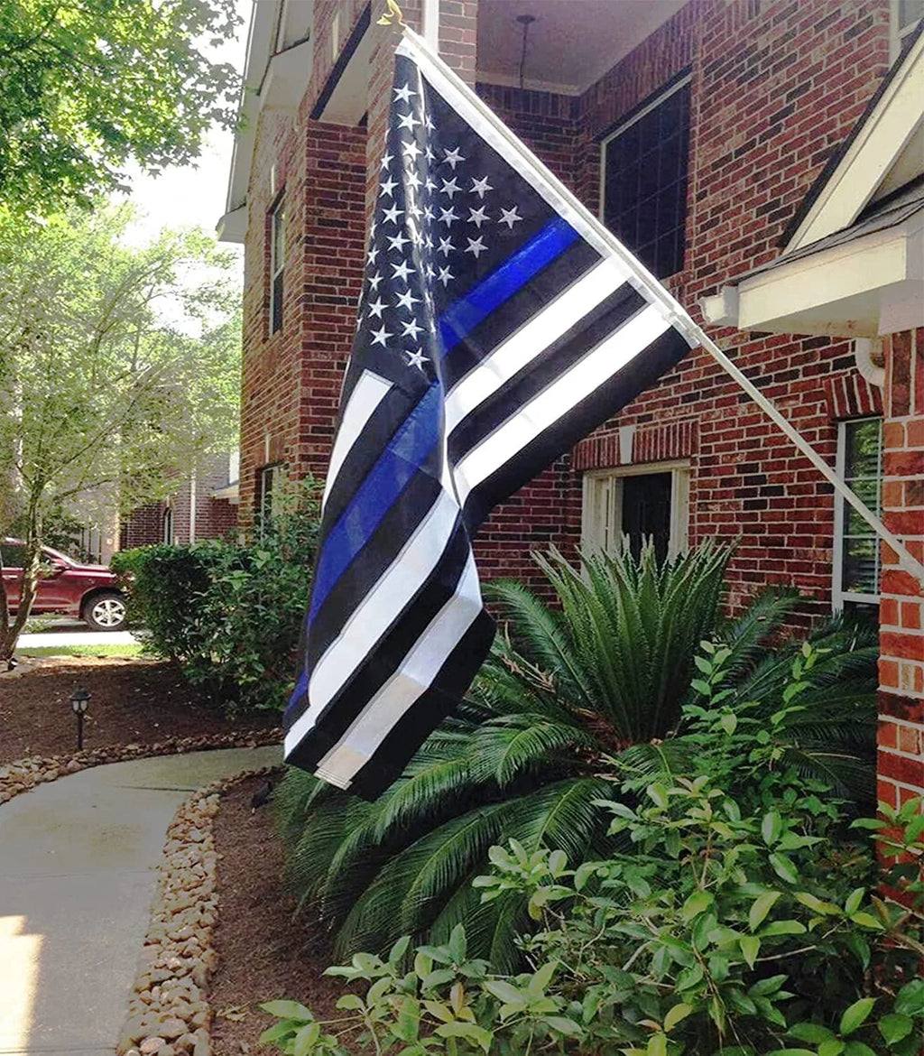 Thin Blue Line Flag 3x5 ft with Embroidered Stars and 2 Brass Grommets I49056