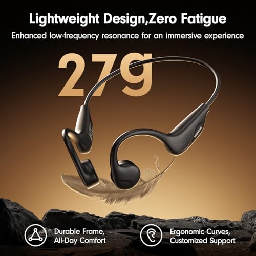 Bone Conduction Open Ear Headphones Bluetooth 5.4 with Mic 10H Playtime IPX5 Waterproof V74787