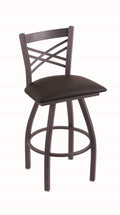 Pewter Swivel Stool with Espresso Seat Z960