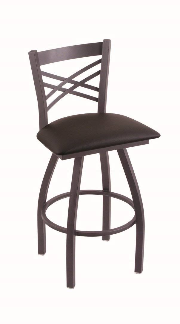 Pewter Swivel Stool with Espresso Seat Z960