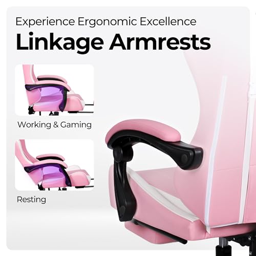 Black PU Leather High Back Ergonomic Video Gaming Chair with Footrest B852463