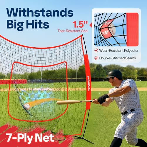 7x7 Ft Baseball Softball Practice Net with Batting Tee and Carry Bag E331050