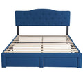 Queen Size Wood Bed Frame with Headboard Blue P793721
