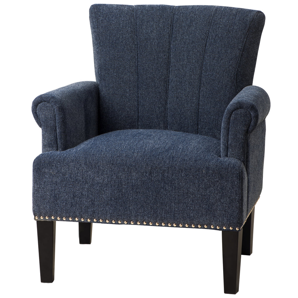 Navy Blue Tufted Polyester Armchair Z5798
