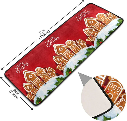 2'x6' Christmas Gingerbread House Runner Rug with Rubber Backing Z6566