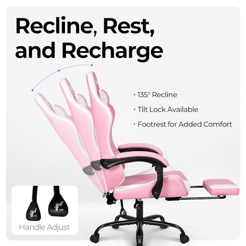Black PU Leather High Back Ergonomic Video Gaming Chair with Footrest B852463