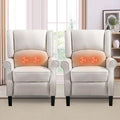 Set of 2 Beige Wingback Recliner Chair with Massage and Heat D39514