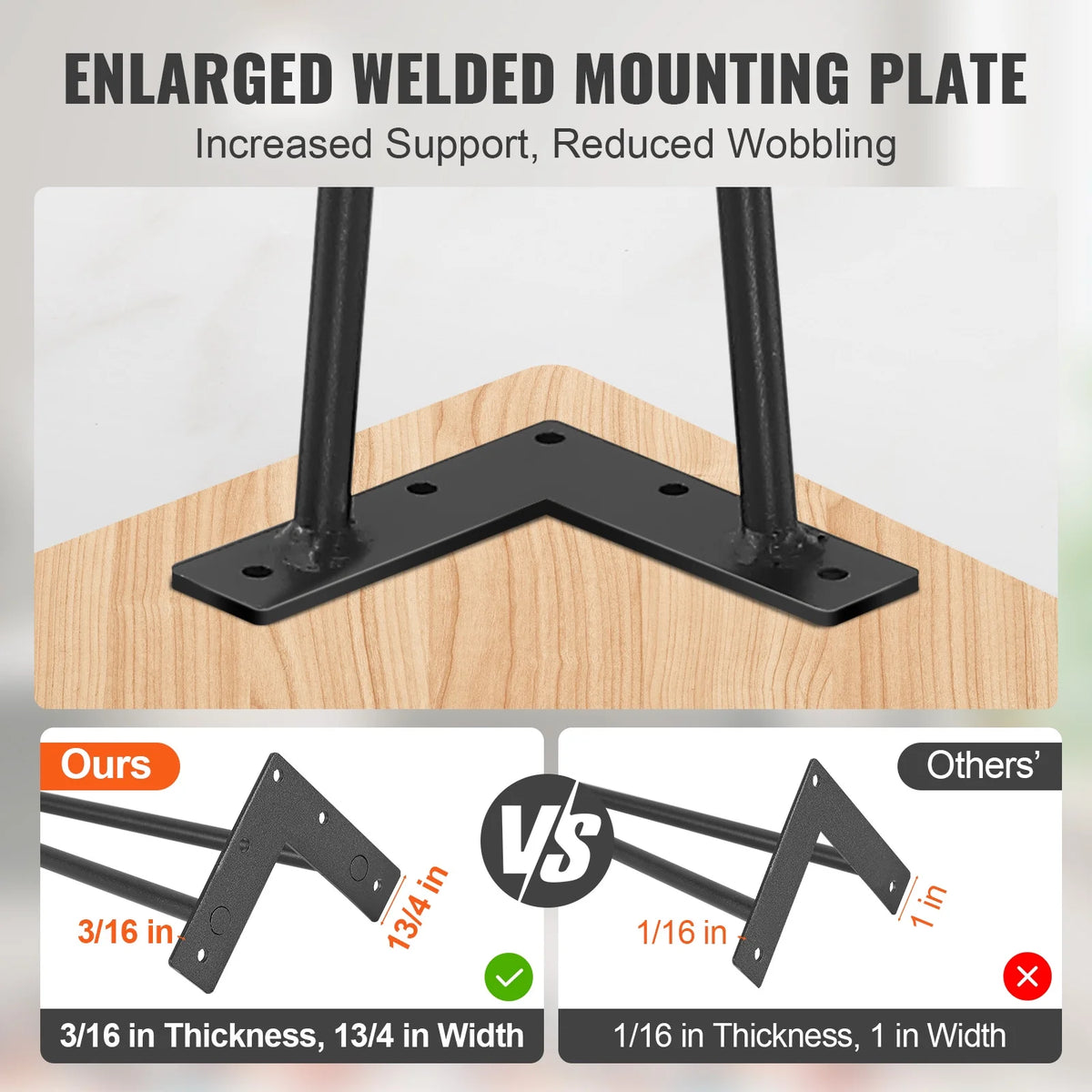 16" Solid Metal Heavy Duty Furniture Legs V7750