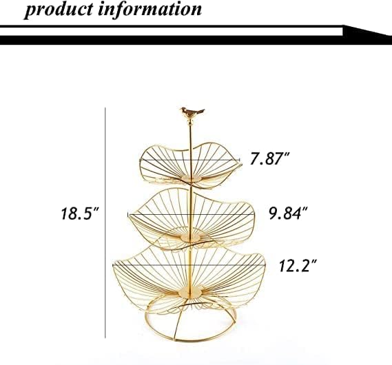 Gold Metal 3-Tier Fruit Basket Holder P396382