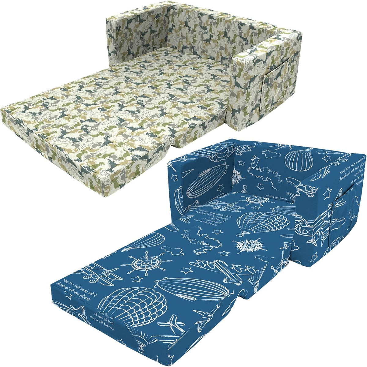 2 Seats 2 in 1 Flip Open Chair Sleeper Bed V672836