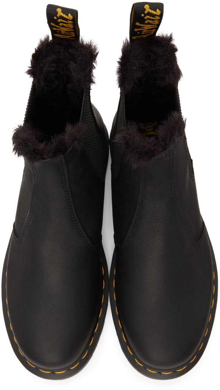 Black Faux Fur Lined Chelsea Boots P243054