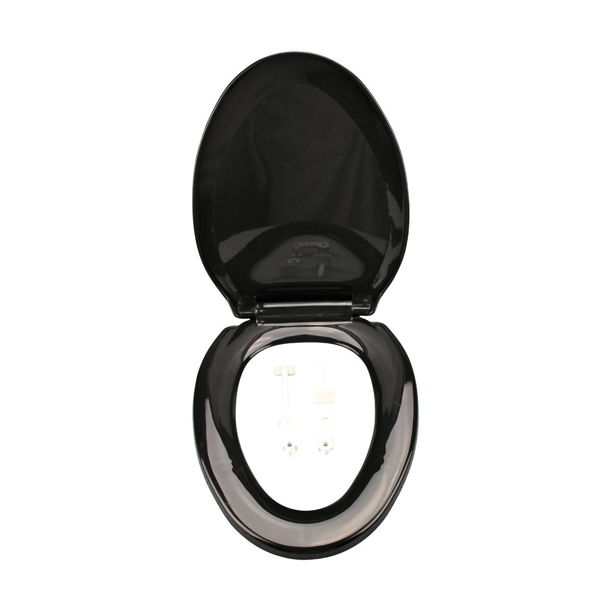 2 No Slam Easy Close Black Plastic Elongated Toilet Seat U8360