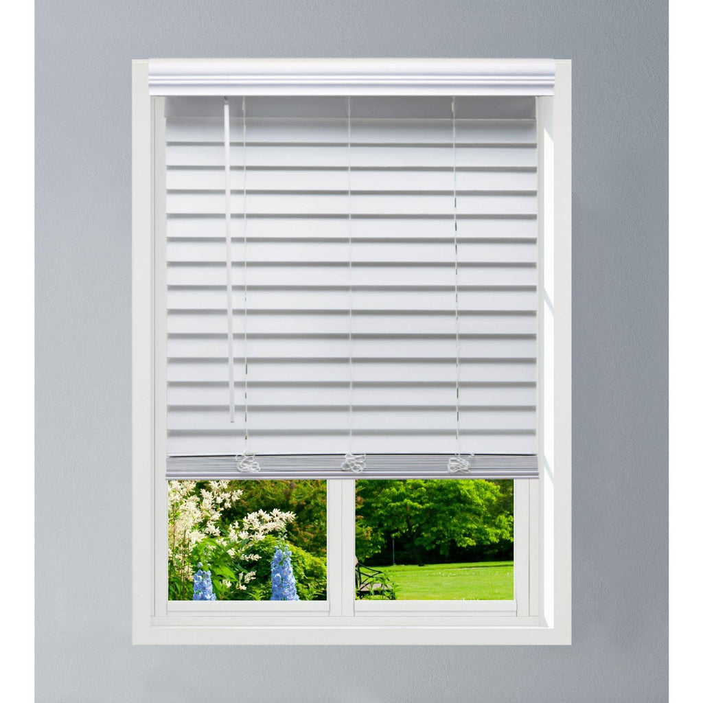 White Cordless Faux Wood Blind T1770