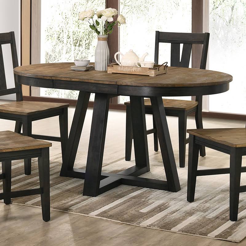 Brushed Brown Pecan Round Dining Table F850