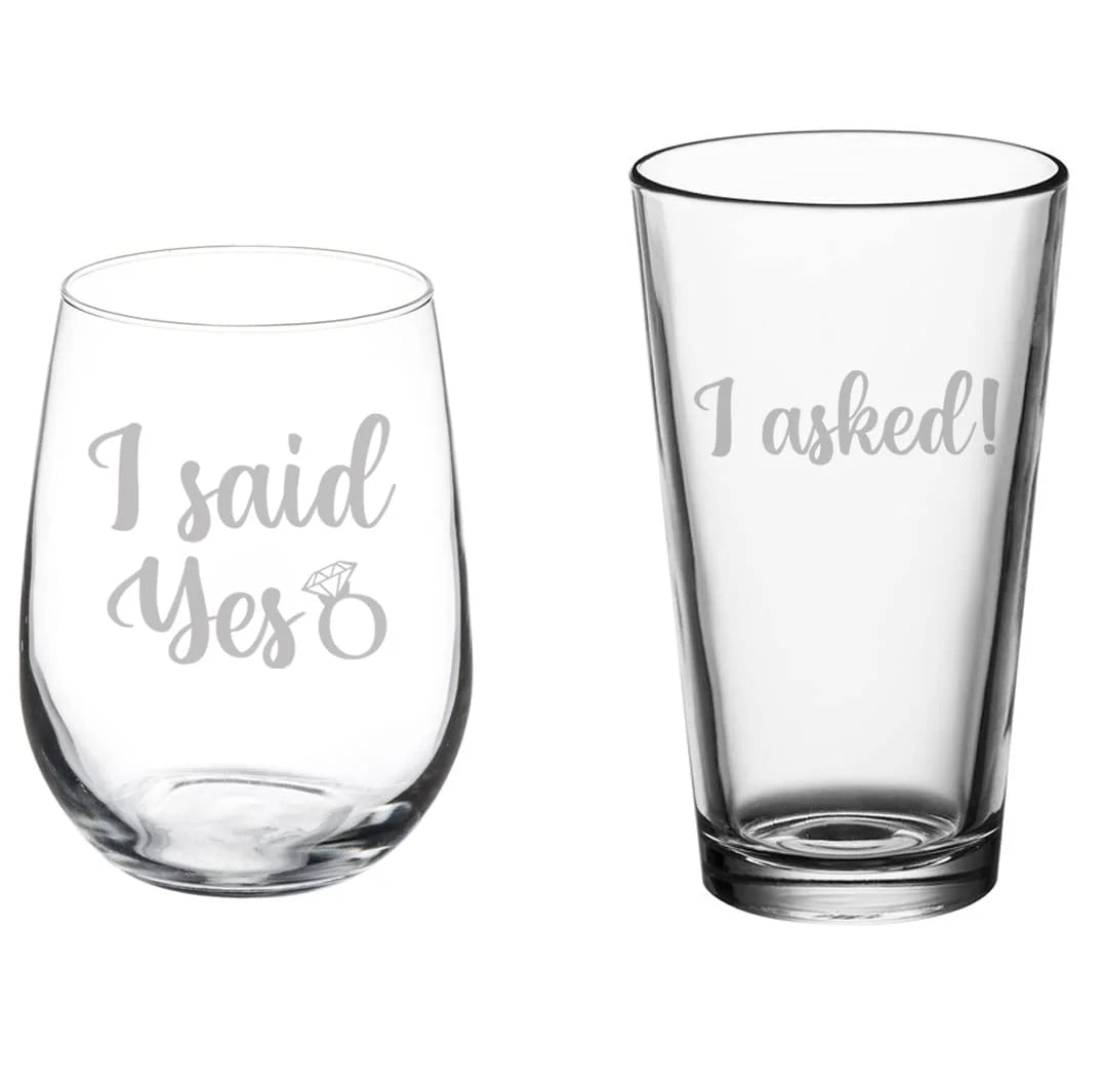 Set of 2 Stemless Wine & Beer Pint Glasses T86619