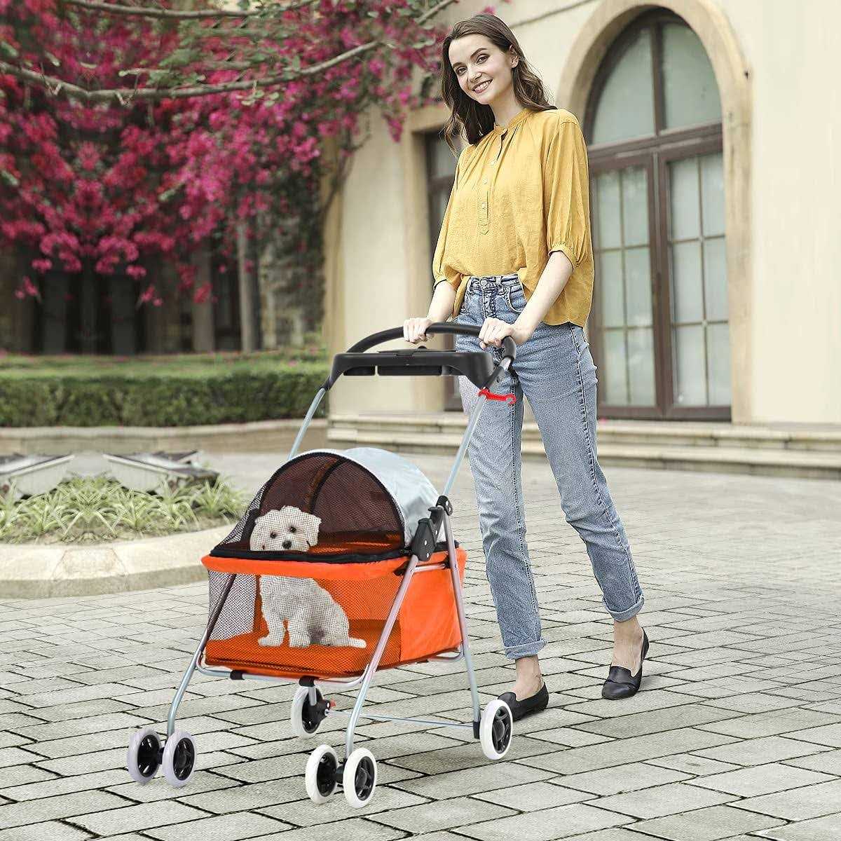 Folding Pet Stroller with Cup Holder C55661