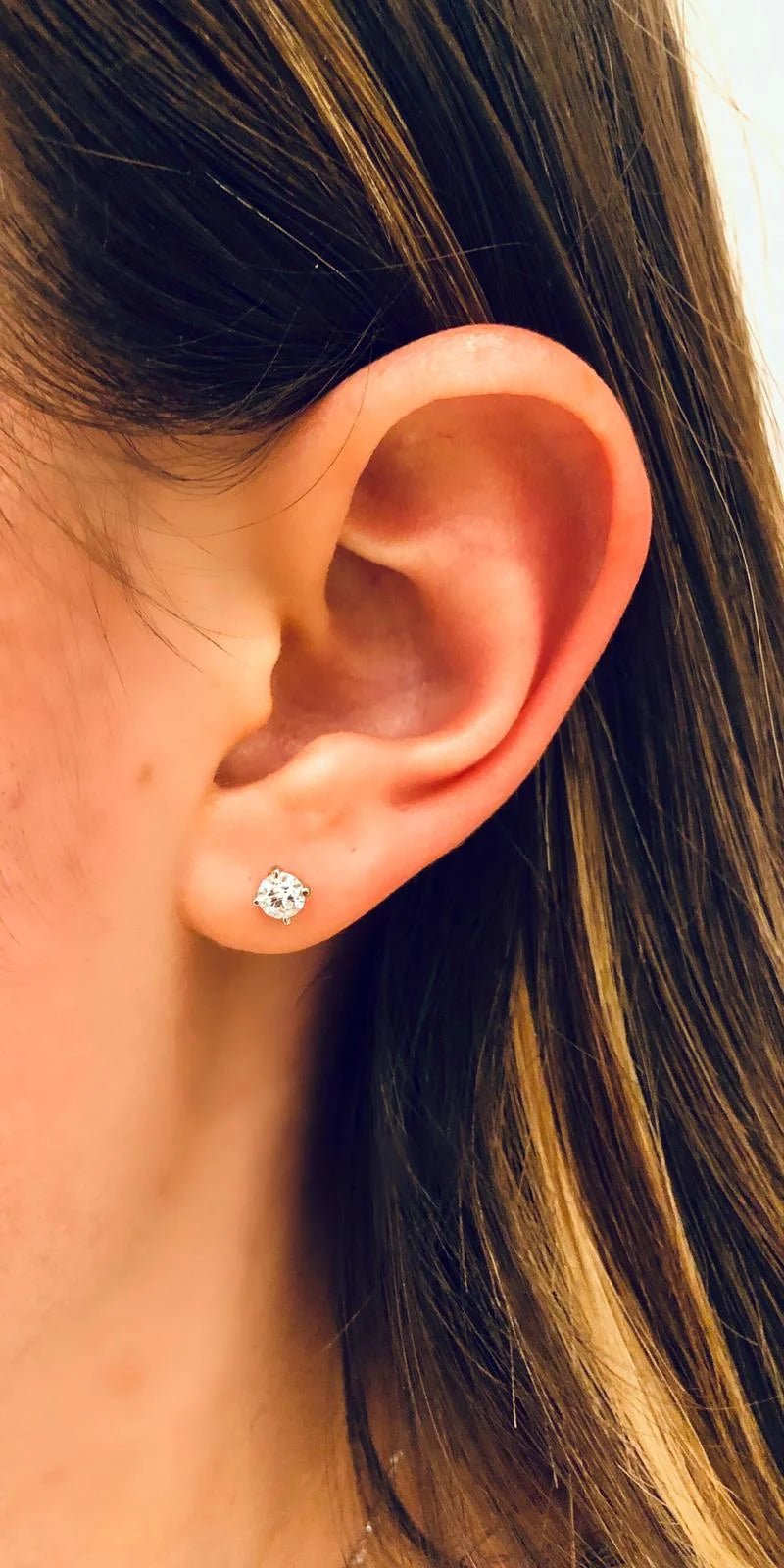 0.5 Carat Lab Grown Diamond Stud Earrings in 14k White Gold, 4-Prong Basket, Screw Back Z60367
