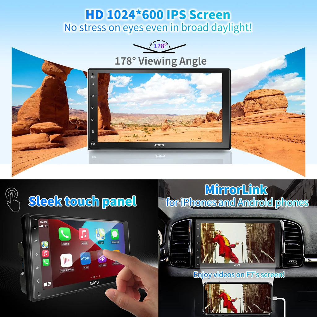 Double Din Car Stereo 7inch TouchScreen Wireless Apple Carplay Android Auto Bluetooth H811