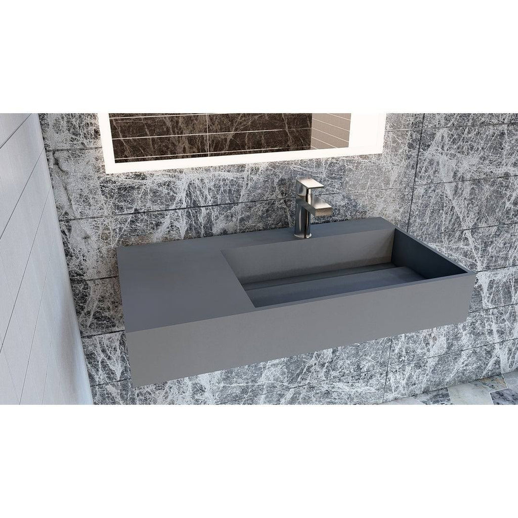 36 inch Gray Solid Surface Wall Mounted Sink D169561