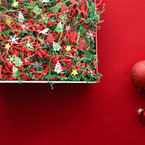 1LB Christmas Crinkle Cut Paper Basket Filler B4731