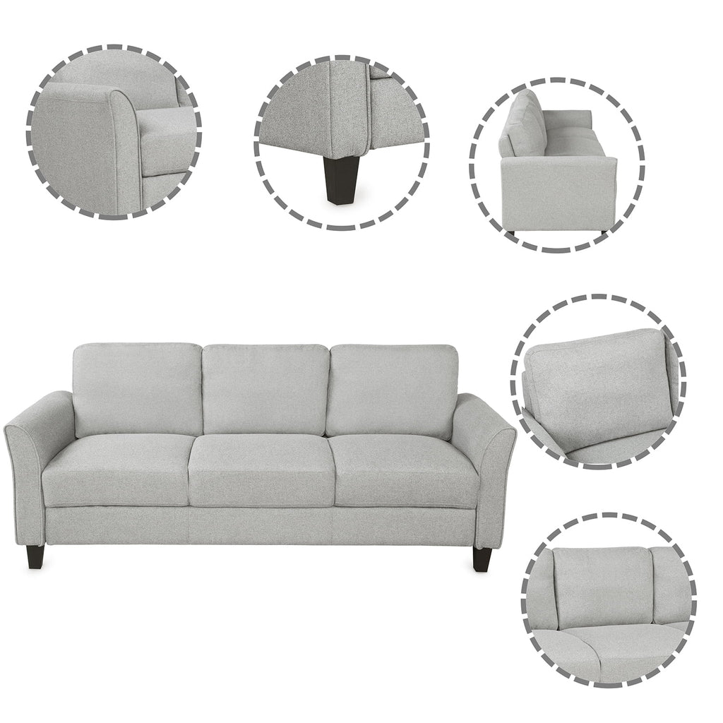Light Gray 3-Seat Linen Fabric Sofa P4530