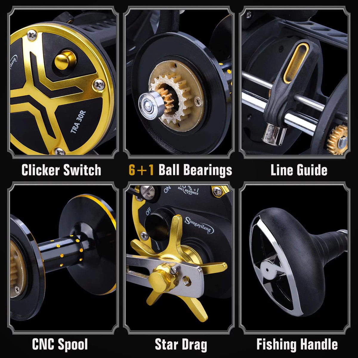 Line Counter Fishing Reel Conventional Level Wind Trolling Reel K50100