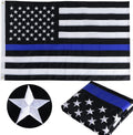 Thin Blue Line Flag 3x5 ft with Embroidered Stars and 2 Brass Grommets I49056