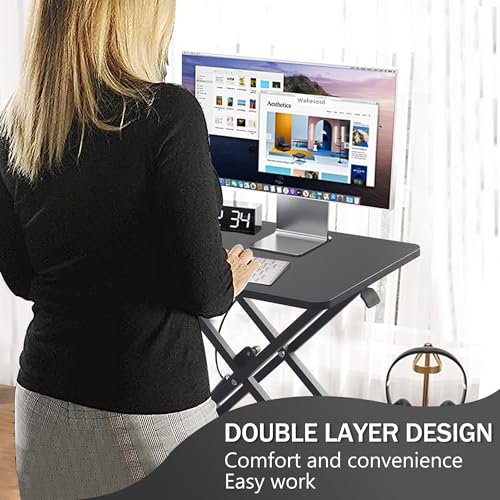 32" White Adjustable Standing Desk Converter with Keyboard Tray O510412