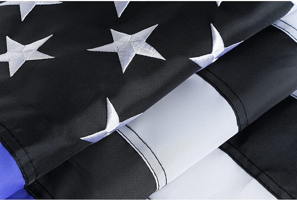 Thin Blue Line Flag 3x5 ft with Embroidered Stars and 2 Brass Grommets I49056
