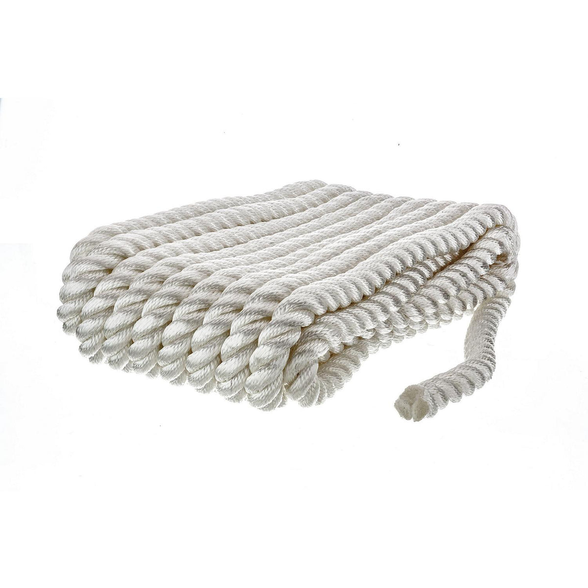 3-Strand Twisted Nylon Dock Rope, ¾-Inch x 25 Feet, White D90749