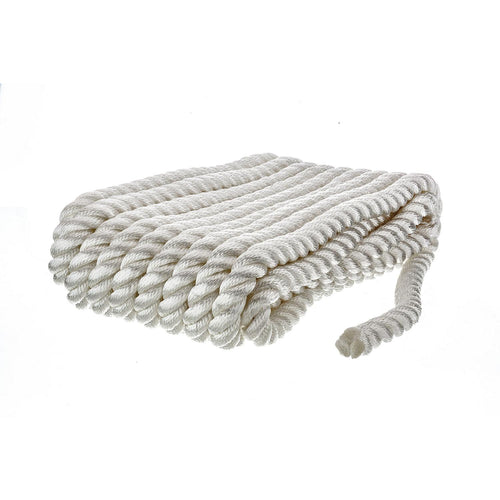 3-Strand Twisted Nylon Dock Rope, ¾-Inch x 25 Feet, White D90749