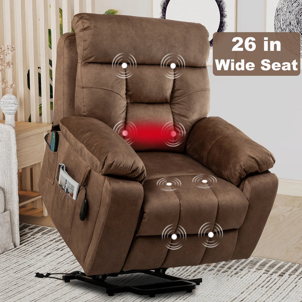 Dark Brown Oversized Electric Lift Recliner Chair with Heat and Massage U906500