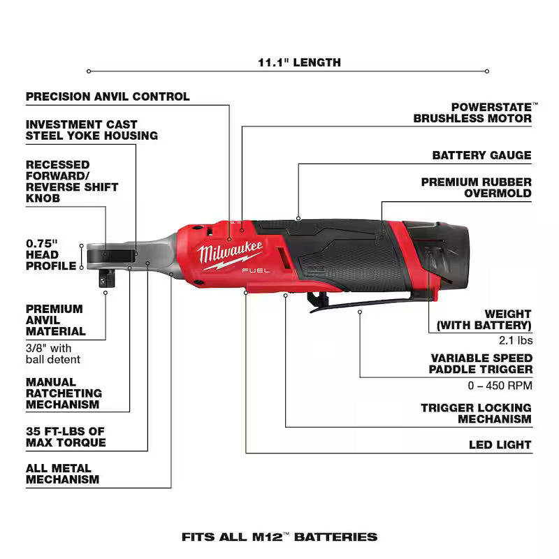 12V Cordless 3/8 in. Ratchet Kit with 3/8 in. SAE Socket Set C189583