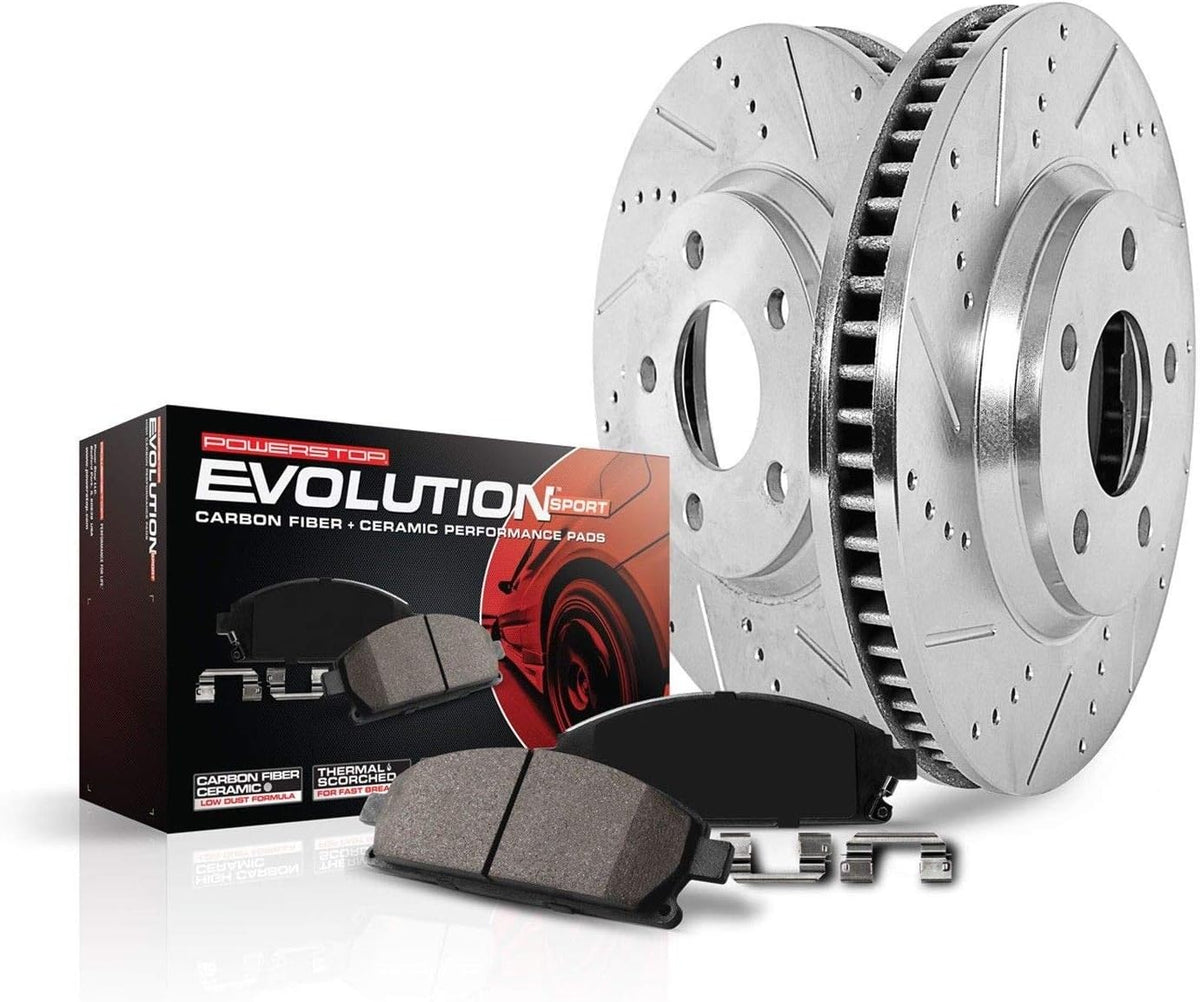 Rear Z23 Carbon Fiber Brake Pads with Drilled & Slotted Brake Rotors Kit K67296