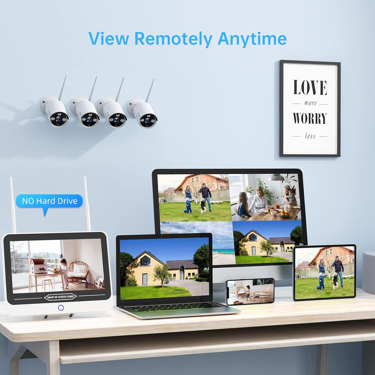 3MP Wireless Security Camera System with 12” Monitor C5867