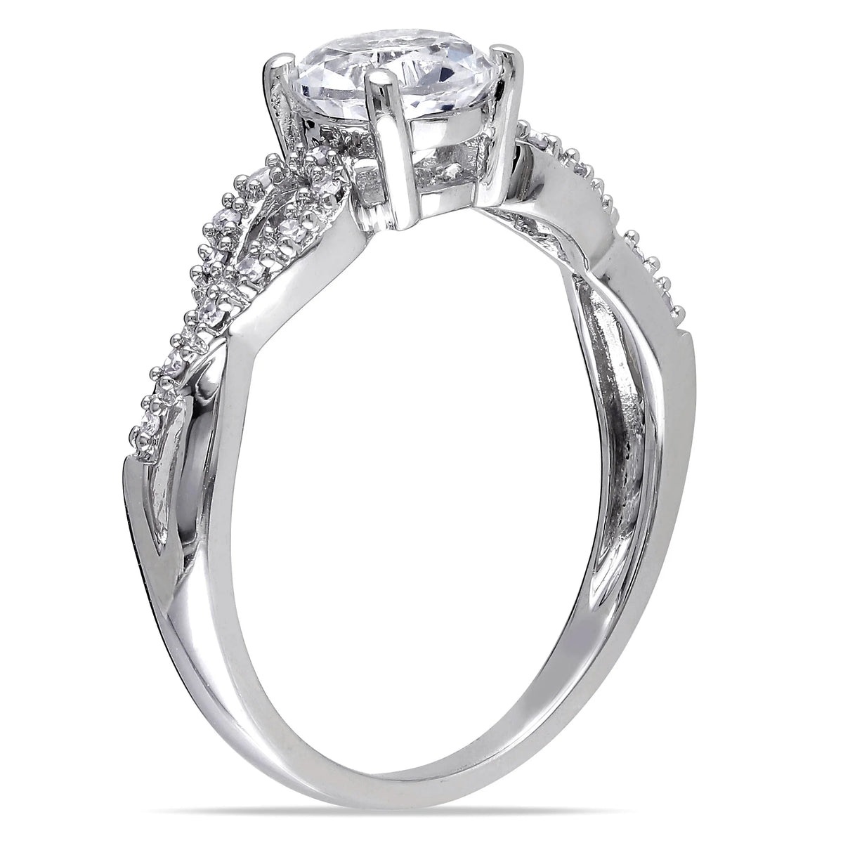 10kt White Gold Solitaire Ring with Infinity Band O30193