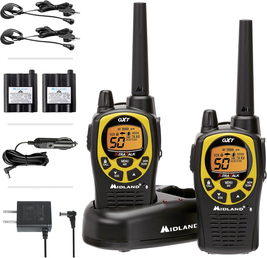50 Channel Waterproof GMRS Two-Way Radio Black/Silver Pair Pack Z38803