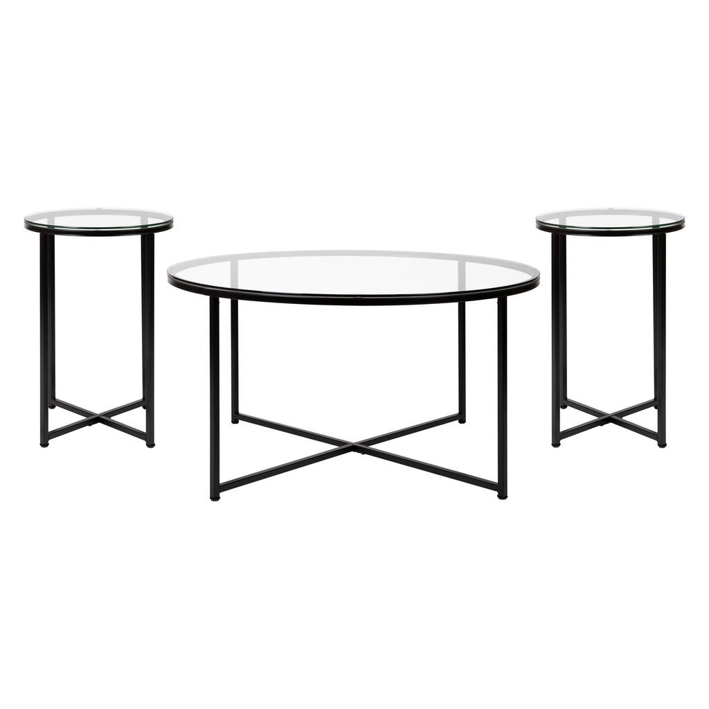 3 Piece Glass Top Occasional Table Set W64753