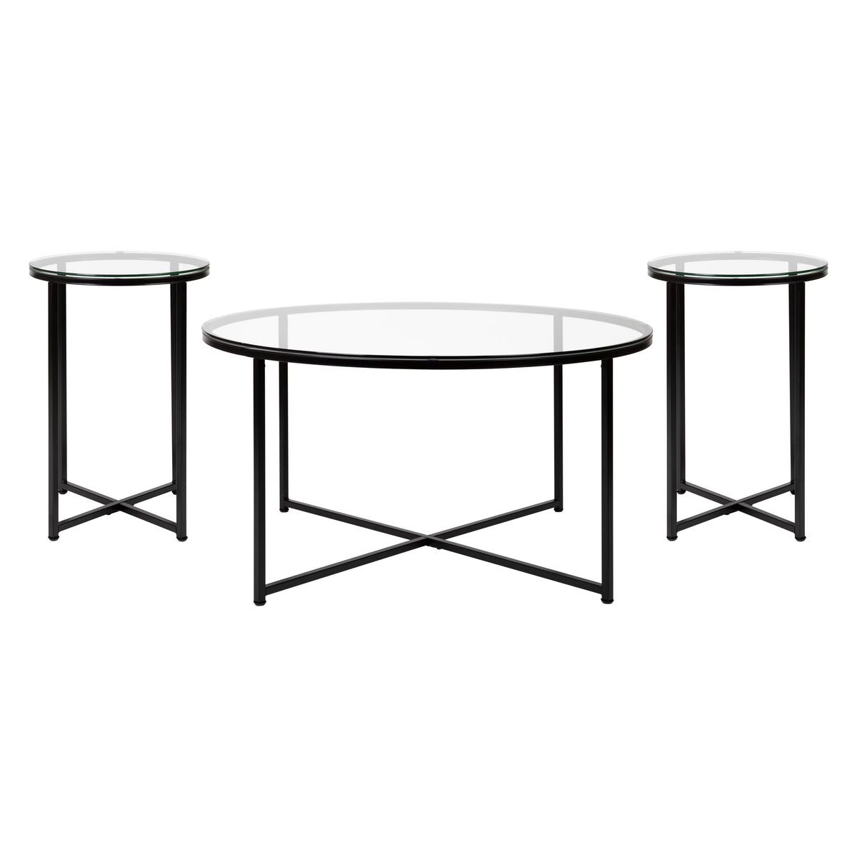 3 Piece Glass Top Occasional Table Set W64753